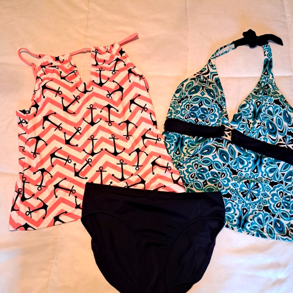 Swimsuit tops and matching bottoms